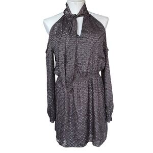 Cooper & Ella Cornelia Tie Dress Brown Metallic XS